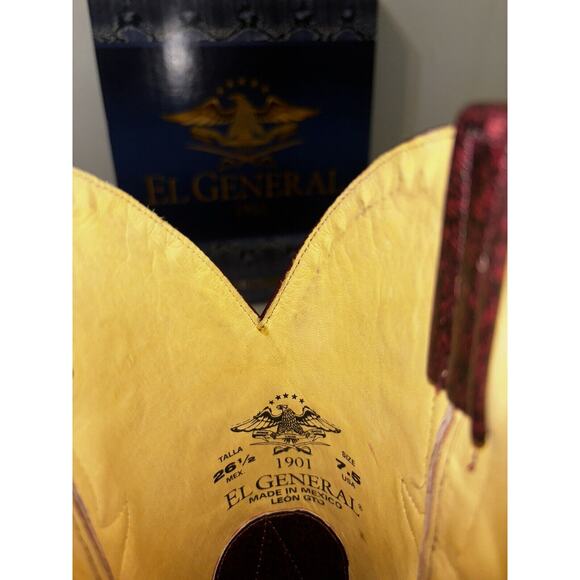 Stingray Stripe Print Pointed Toe Cowboy Boots by El General 1901 Mens Size 7.5 - Picture 14 of 14